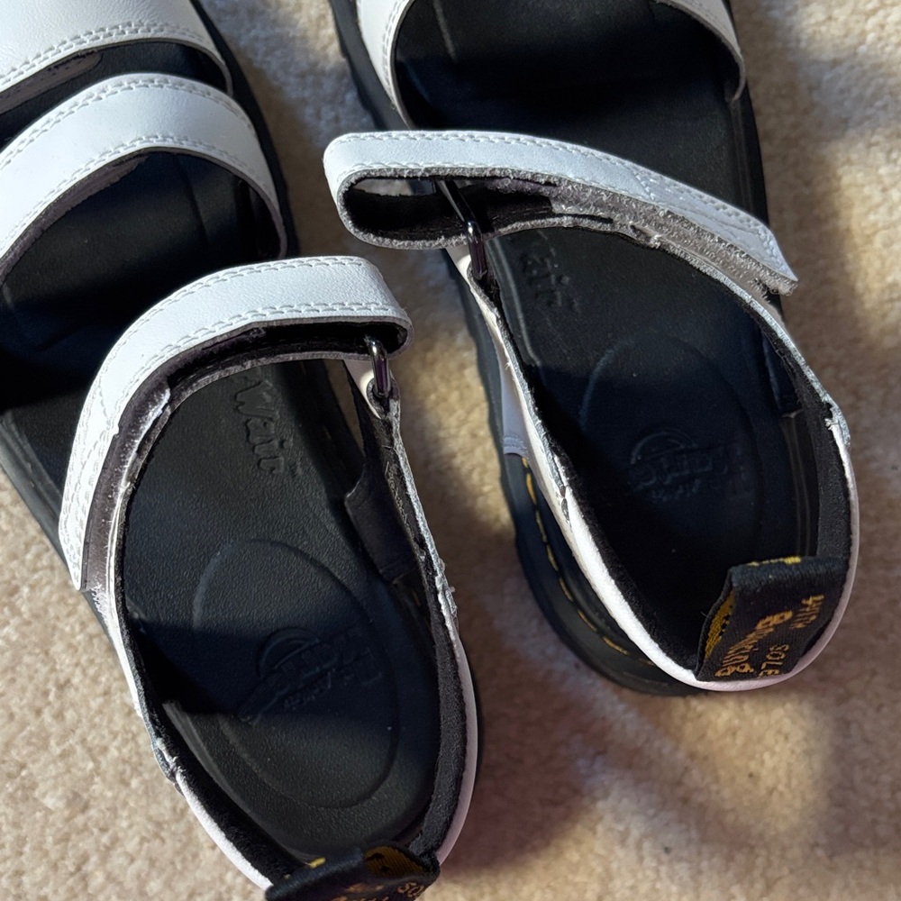 Dr. Martens White and Black Strappy Kids Sandals - Picture 2 of 9